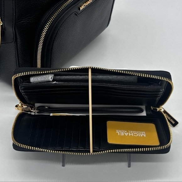 Michael Kors Medium Jaycee Backpack & Continental Wallet Wristlet Black - Picture 9 of 14